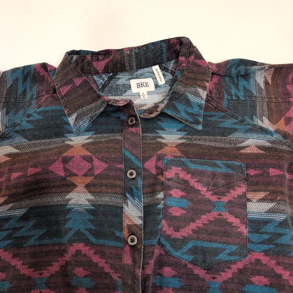 BKE Aztec-Print Longline Button-Down Tunic -‎ S - Picture 5 of 8